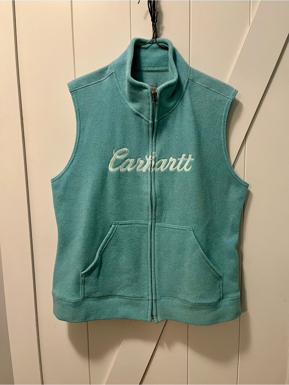 Carhartt Teal Full-Zip Fleece Vest with White Script Logo